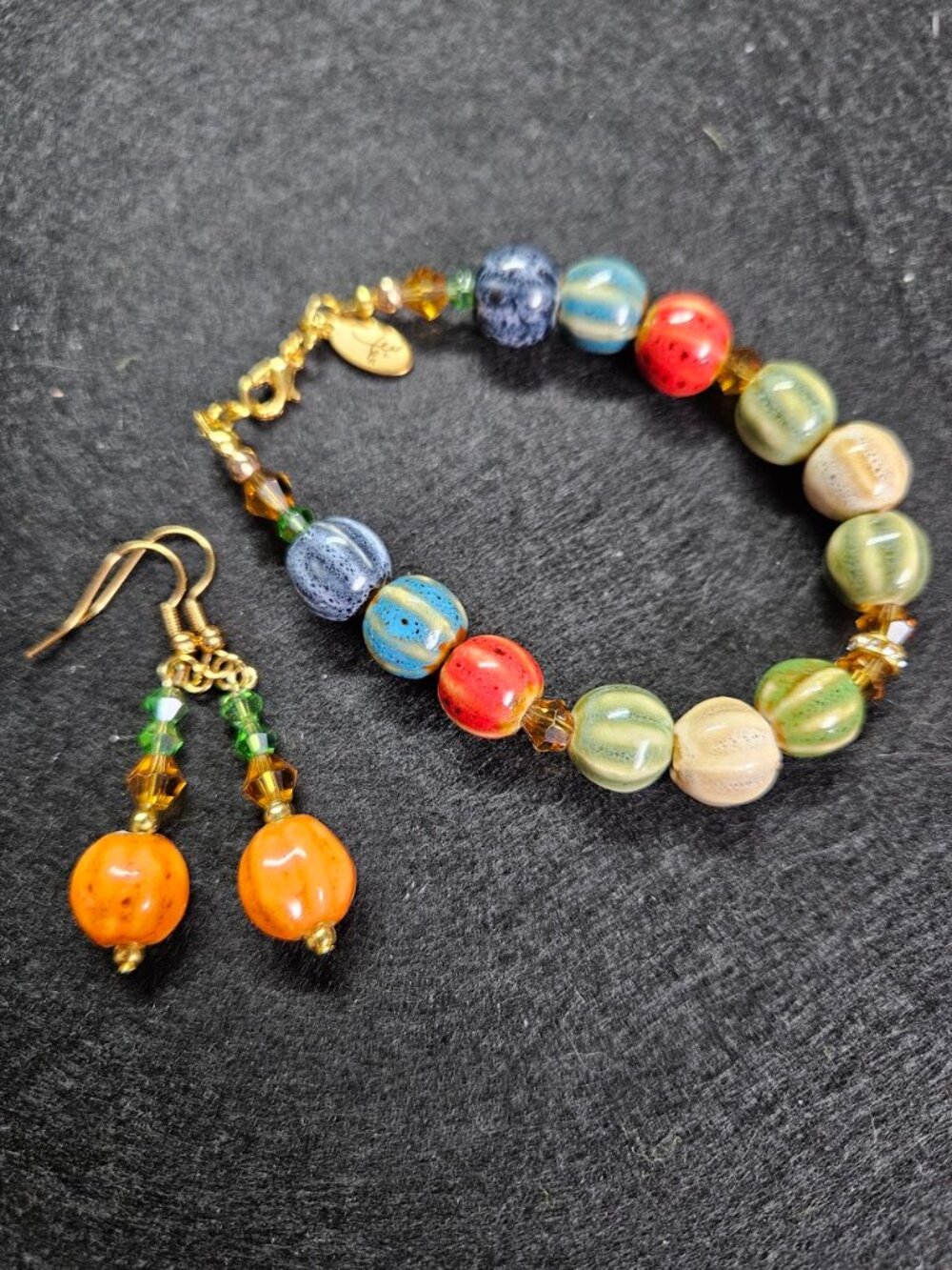 Autumn at the Patch | Artisan Pumpkin & Gourd Bracelet and Earring Set